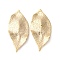 Brass Pendants, Cadmium Free & Nickel Free & Lead Free, Leaf, Real 18K Gold Plated, 27x12x0.5mm, Hole: 1.4mm