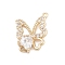 Brass Pave Clear Cubic Zirconia Hollow Connector Charms, Butterfly Links, Long-Lasting Plated, Cadmium Free & Nickel Free & Lead Free, Real 14K Gold Plated, 15x11.5x3mm, Hole: 0.8mm