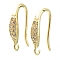 Brass Micro Pave Clear Cubic Zirconia Earring Hooks, Ear Wire, Cadmium Free & Lead Free, Real 24K Gold Plated, 15.5x3.5x10mm, Hole: 1.4mm, 18 Gauge, Pin: 1mm