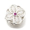 Brass Medium Violet Red Cubic Zirconia Multi-Strand Links, Long-Lasting Plated, Flower, Rack Plating, Silver, 12x12x6mm, Hole: 1.8mm