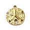 Ion Plating(IP) 304 Stainless Steel Pendants, Sand Dollar Charm, Real 18K Gold Plated, Flat Round Charm, Starfish, 17x15x3mm, Hole: 1.4mm