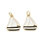 Brass Enamel Pendants, Sailboat Charms, with Jump Rings, Rack Plating, Real 18K Gold Plated, Lead Free & Cadmium Free, Long-Lasting Plated, White, 16x13.5x2mm, Hole: 3.5mm