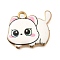 Alloy Enamel Pendants, Cat Shape Charm, Light Gold, White, 18x21x3mm, Hole: 2mm