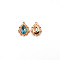 Alloy Pendants, with Rhinestone, Cadmium Free & Lead Free, Light Gold, Teardrop, Dark Turquoise, 25x19x5mm, Hole: 1.6mm