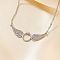 Elegant Brass Micro Pave Clear Cubic Zirconia Ring with Wings Pendant Necklaces for Women, Platinum, 15.75 inch(40cm)