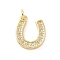 Brass Micro Pave Cubic Zirconia U Shape Charms, with Jump Ring, Cadmium Free & Lead Free, Horse Shoe Charms, Golden, 15x12x2mm, Hole: 2.8mm
