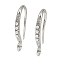 Brass Earring Hooks, Long-Lasting Plated, Nickel Free, with ABS Imitation Pearl, Real Platinum Plated, 18.5x10x2mm, Hole: 1.8mm