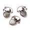 Natural Labradorite Big Pendants, with Red Copper Tone Brass Findings and Black Glass, Heart with Moon & Star, Cadmium Free & Lead Free, 65.5~68x50~55x11.5~15mm, Hole: 6mm