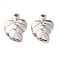 Non-Tarnish 304 Stainless Steel Pendants, Leaf, Stainless Steel Color, 20.5x13.5x3mm, Hole: 1.8mm