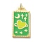 Brass Micro Pave Cubic Zirconia Pendant with Enamel, Cadmium Free & Nickel Free & Lead Free, Rectangle, Medium Sea Green, 45.5x25.5x2.5mm, Hole: 4.5mm