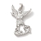 Brass Micro Pave Cubic Zirconia Pendants, Long-Lasting Plated, Cadmium Free & Lead Free, Angel, Platinum, 26x18x3mm, Hole: 4x2.5mm