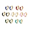 Clear Cubic Zirconia Chunky Hinged Hoop Earrings with Enamel, Brass Jewelry for Women, Cadmium Free & Nickel Free & Lead Free, Real 18K Gold Plated, Mixed Color, 16x4mm, Pin: 1mm