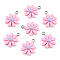 Opaque Resin Pendants, Daisy Flower Charms, Pink, 21x17x5.5mm, Hole: 2mm