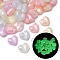 Luminous Transparent Acrylic Beads, Heart, with Glitter Powder, Glow in the Dark, Faceted, Mixed Color, 13x15x8.5mm, Hole: 2mm, 539pcs/500g