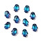 Electroplate Transparent Glass Pendants, Back Plated, Faceted, Hamsa Hand Charms, Blue, 18x13.5x5.5mm, Hole: 1.6mm