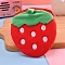 Fruit Pattern Plush Wallet Pocket, Coin Purse with Zipper, Mini Pouch Purse, Strawberry Pattern, 12x11x1cm