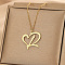 304 Stainless Steel Heart Initial Pendant Necklaces for Women Men, Golden, Letter R, 15.75~17.72 inch(40~45cm)