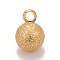 Brass Ball Charms, Textured, Round, Cadmium Free & Nickel Free & Lead Free, Long-Lasting Plated, Real 18K Gold Plated, 11.5x8mm, Hole: 2mm