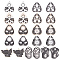 22Pcs 11 Styles Alloy Enamel Pendants, Cup with Ghost/Bat & Heart & Book, Black, 21~28x17.5~27x1~1.4mm, Hole: 1.8~2mm, 2pcs/style
