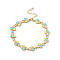 Colorful Enamel Windwill & Cubic Zirconia Link Chain Bracelet, Brass Jewelry for Women, Golden, 7-3/4 inch(19.6cm)