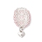 Glass Seed Beaded Hot Air Balloon Pendants, with Alloy Heart Charms and 304 Stainless Steel Open Jump Rings, Pink, 33.5x16.5~19.5x6.5mm, Hole: 1.5mm
