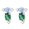 Oval Brass Stud Earrings, with Cubic Zirconia, Long-Lasting Plated, Lead Free & Cadmium Free, Platinum, 17x13mm