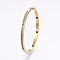 304 Stainless Steel Bangles, with Cubic Zirconia and Hematite, Golden, 2-1/4 inch(5.7cm)x1-7/8 inch(4.8cm), 4mm