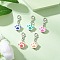 Handmade Polymer Clay & Tibetan Style Beads Pendant Decorations, Paw Print, with Zinc Alloy Lobster Claw Clasps, Mixed Color, 28.5mm