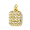 Rack Plating Brass Micro Pave Clear Cubic Zirconia Charms, Long-Lasting Plated, Lead Free & Cadmium Free, Rectangle with Letter Pattern, with Jump Ring, Real 18K Gold Plated, Letter L, 14x9.5x2mm, Hole: 3mm