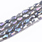 Electroplate Glass Beads Strands, AB Color Plated, Faceted Teardrop, Gray, 4x3mm, Hole: 0.7mm, about 98~99pcs/strand, 16.54~16.92 inch(42~43cm)