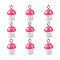 Plastic Pendants, with Platinum Plated Iron Loop, Mushroom with Polka Dots, Pink, 17.5x11.5x12mm, Hole: 1.5mm