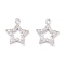 Rack Plating Brass Micro Pave Cubic Zirconia Charms, Long-Lasting Plated, Star, Platinum, 13.5x12x2mm, Hole: 1.2mm