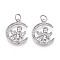 Brass Micro Pave Cubic Zirconia Cross Pendants, Angel & Fairy, with Jump Ring, Cadmium Free & Lead Free, Platinum, 20.5x16.5x3.5mm, Hole: 4.2mm