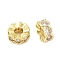 Brass Micro Pave Clear Cubic Zirconia Spacer Beads, Flat Round, Cadmium Free & Lead Free, Real 18K Gold Plated, 8x3.5mm, Hole: 2.5mm