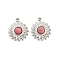 Natural Rhodonite Sun Charms, with 304 Stainless Steel Findings, Stainless Steel Color, 14.5x12x3.5mm, Hole: 1.5mm