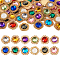 48Pcs 12 Colors Glass Cabochons, with Light Gold Tone Alloy Finding, Flower, Mixed Color, 24~24.5x5~7mm, 4pcs/color