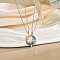 2Pcs Brass Micro Pave Clear Cubic Zirconia Enamel Magnetic Pendant Necklaces with 304 Stainless Steel Cable Chain, Golden, Moon, 17.72 inch(45cm)