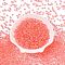 6/0 Inside Colours Transparent Glass Seed Beads, Teardrop, Top Drilled, Salmon, 4~4.5x4x3mm, Hole: 1~1.2mm, about 100pcs/10g
