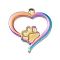 PVD Vacuum Plating 304 Stainless Steel Pendant Cabochon Settings For Enamel, Heart with Dog Footprint, Rainbow Color, 27.5x25x2mm, Hole: 2mm