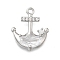 Brass Micro Pave Cubic Zirconia Pendants, Cadmium Free & Nickel Free & Lead Free, Boat Anchor Charms, Platinum, 17x13.5x4mm, Hole: 1.2mm