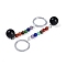 Natural Unakite Round Beaded Keychain, with Iron Rings, 95~96mm