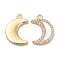 Plating Brass Micro Pave Cubic Zirconia Pendants, Cadmium Free & Nickel Free & Lead Free, with Shell, Moon, Real 18K Gold Plated, 14.5x10.5x1.5mm, Hole: 1.2mm