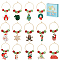 14Pcs Christmas Theme Alloy Enamel Wine Glass Charms, with Brass Findings and Pearlized Glass Beads, Bell/Snowflake/Santa Claus, Golden, 35~57mm, 1pc/style
