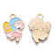 Alloy Enamel Pendants, Light Gold, Little Girl Charm, Lead Free & Cadmium Free, Lavender Blush, 20.5x14.5x1.5mm, Hole: 2mm