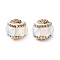 Handmade Polymer Clay Indonesia Beads, Round, with Alloy Core & Resin Rhinestone, Light Gold, White, 20~20x19mm, Hole: 2.4mm