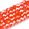 Opaque Solid Color Electroplate Glass Beads Strands, AB Color Plated, Faceted, Bicone, Orange Red, 2.9~3.3x2.5mm, Hole: 0.7mm, about 135~140pcs/strand, 38~40cm