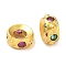 Brass Micro Pave Cubic Zirconia European Beads, Long-Lasting Plated, Flat Round, Golden, 6x6x3mm, Hole: 3mm