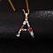 Brass Pave Colorful Cubic Zirconia Initial Pendant Necklaces for Women, Golden, Letter A, 19.69 inch(50cm)