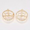 Brass Pendants, with Cubic Zirconia, Real 18K Gold Plated, Twelve Constellations, Taurus, 16x14x2mm, Hole: 1mm
