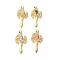 Axe Shapes Rack Plating Brass Cubic Zirconia Pendants, with Enamel & Shell, Long-Lasting Plated, Lead Free & Cadmium Free, Real 18K Gold Plated, Mixed Color, 31x16x3mm, Hole: 4x5mm